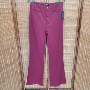 ☆ Vintage Y2K Bebe Clean Sateen Flare Pants Berry Wine Size 30 NWT